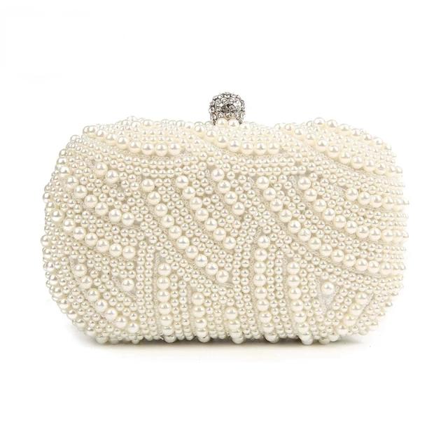 Pearl Clutch Bags WOMEN PURSE HANDBAG PARTY WEDDING Evening