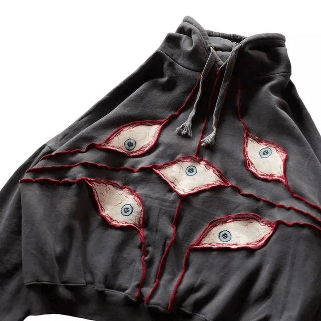 American Devil's Eye Patterns JNCO Huem Y2K Retro long -sleeved sweater hipie hoodie hoodie